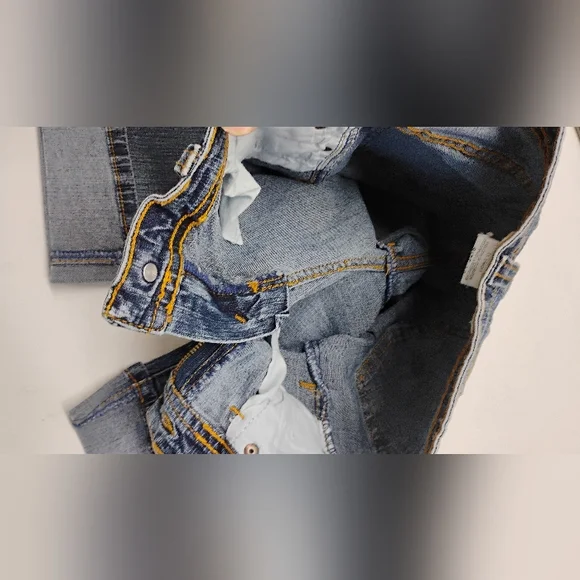 Vintage Girls Jordache Capris Sz 12 Denim Embroidery Knee Highs Stretch - Picture 5 of 12